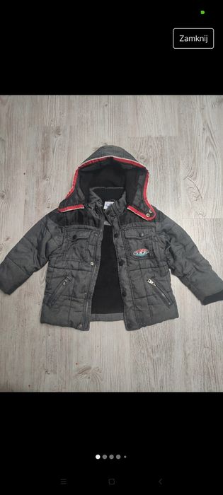 Topolino 98 kurtka chłopięca zimowa pikowana ocieplana polar kaptur