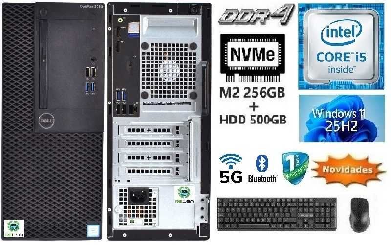 Torre DELL 3050 6ªG| i5 ou i7 | 8G/16G DDR4 | HDMI | NVMe256 + HDD500 | WiFi | W11