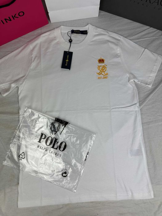 Koszulki Shirt meski Ultra Premium biała Ralph Lauren OUTLET korona