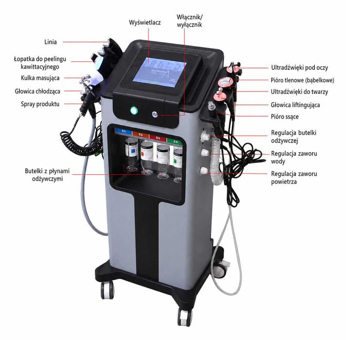 Domowe Urządzenie Kosmetyczne 10w1 Twarz Oczy Hydrodermabrazja Ultradźwięki