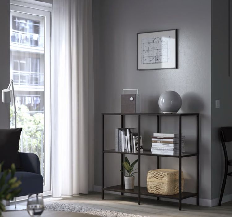 Regał 100x93 cm loft szkło metal