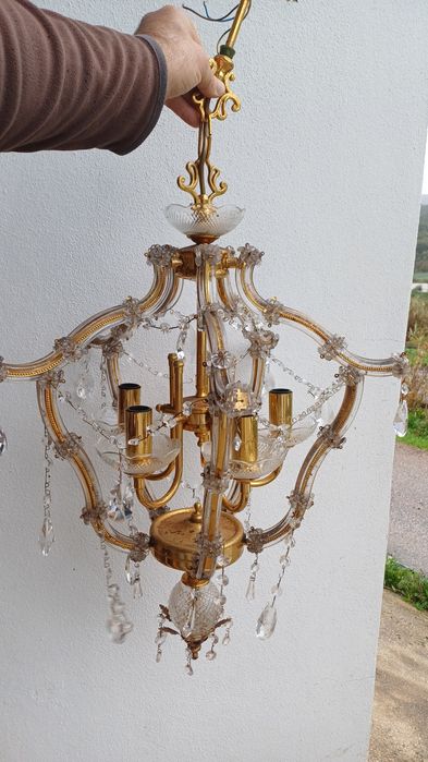 2 Candeeiros de tecto dourados