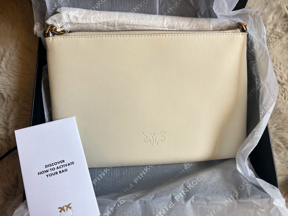 Pinko Torebka Flat Bianco Nowa Orygianlna Skórzana Skóra