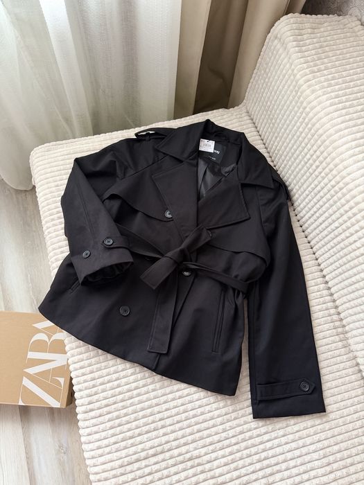 Тренч чорний у стилі ZARA 38/M mex.28 Новий! Чорний базовий тренч на осінь