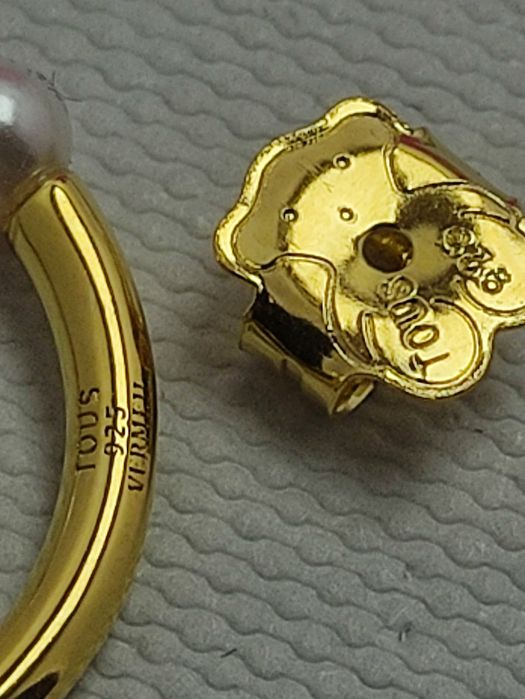 Kolczyki z perłą naturalną żółte srebro vermeil 925