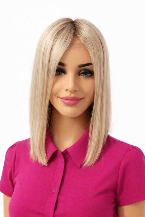 Peruka naturalna bez grzywki long bob pastelblonde -small -Nessaja salon peruk Kraków