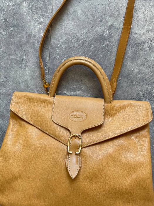 Вінтажна жіноча сумочка Longchamp, шкіряна satchel bag.