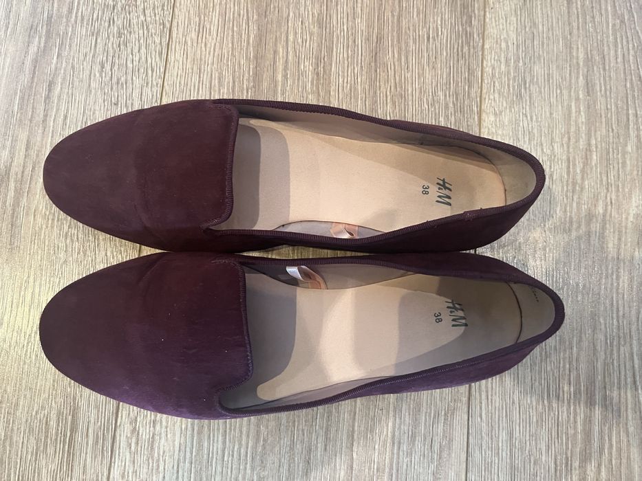 H&M mokasyny bordowe roz.38 baleriny