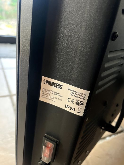 Aquecedor Princess Smart Glass Panel Heater 2000W