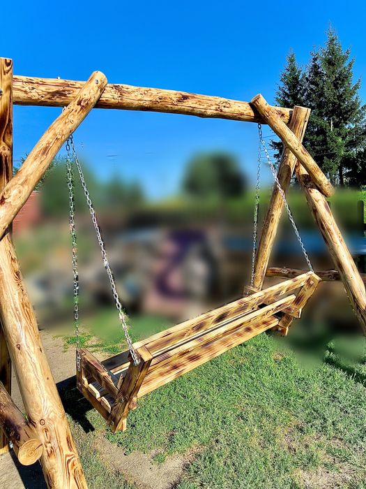 Śliczna Huśtawka ogrodowa tarasowa drewniana