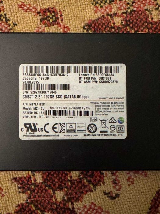 SSD Samsung 128gb и 192gb: 199 грн. - Другие запчасти для