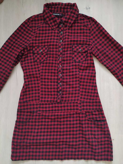 Tunika w kratkę z flaneli