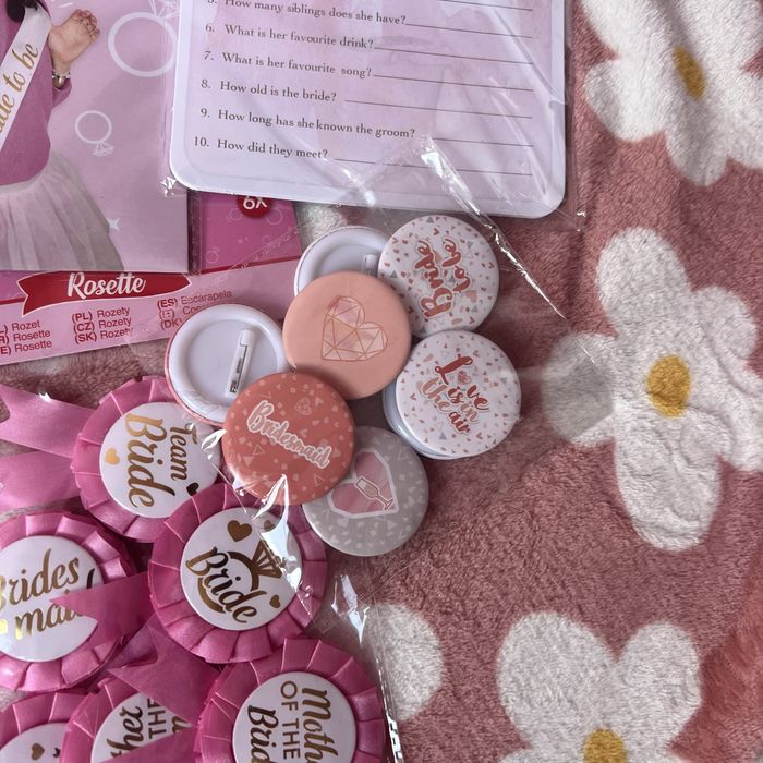 Cały zestaw bride to be przypinki okulary papierowe akcesoria wyprzeda