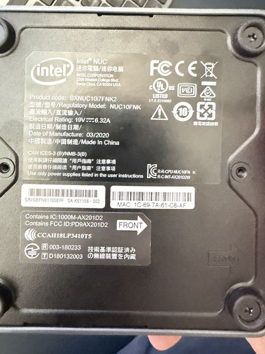 Intel nuc  BXNUC1017FNK2