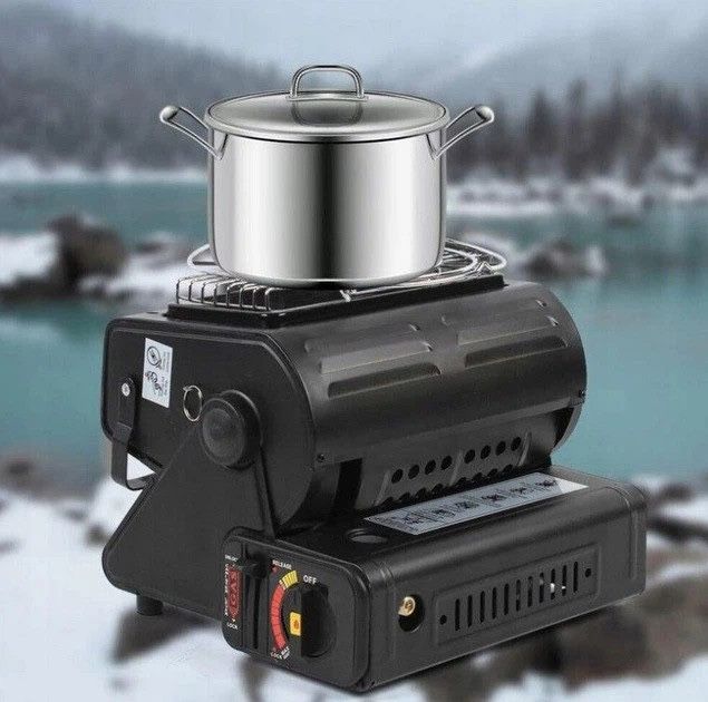 Портативна газова плитка + обігрівач з перехідником для балону