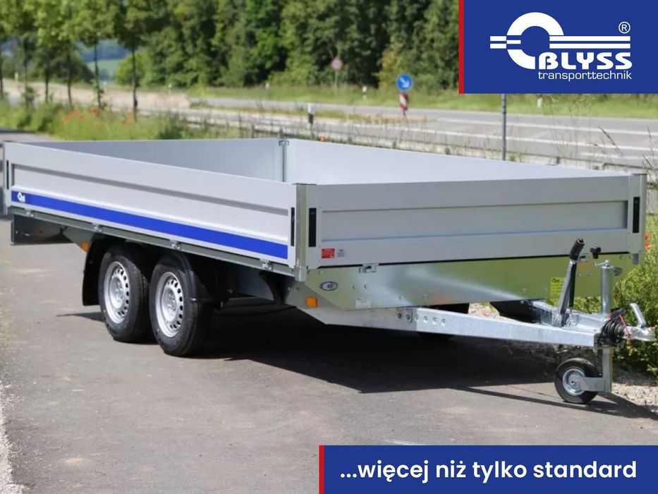 Blyss Vector III platforma 400x200  Przyczepa VECTOR 400 platforma 400x200 2700kg, burty Aluminiowe, 2 oś