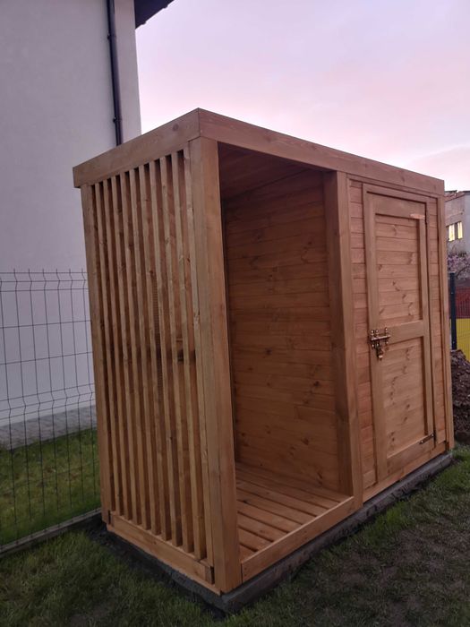 Drewutnia z domkiem narzędziowym 2,5 x 1,1m, domek ogrodowy