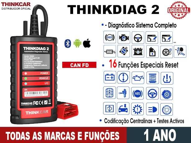 ThinkCar ThinkDiag 2 Maq Diagnóstico OBD todas Marcas/Funções (1 Ano)