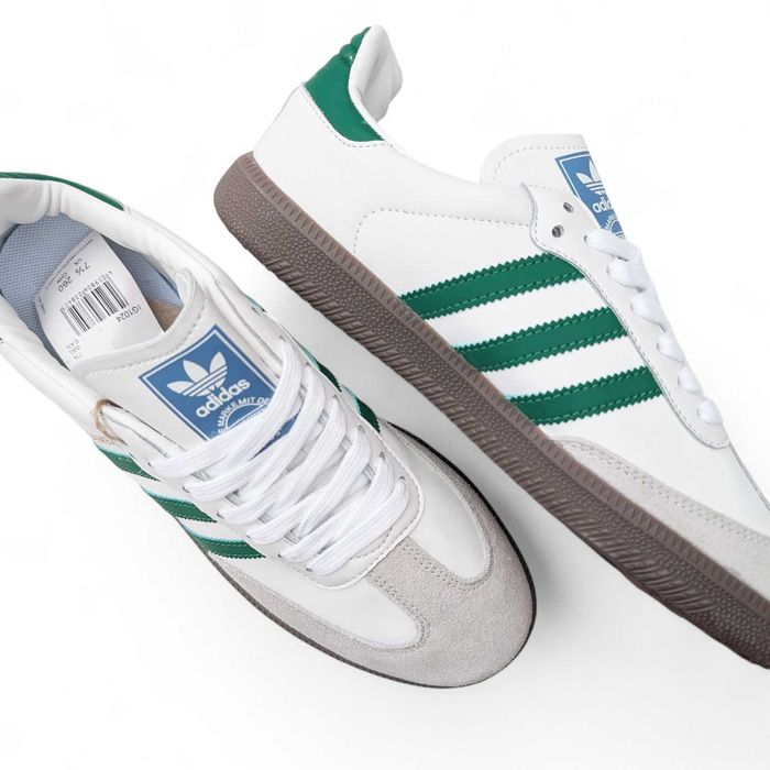 Чоловічі кросівки Adidas Samba білі з зеленим