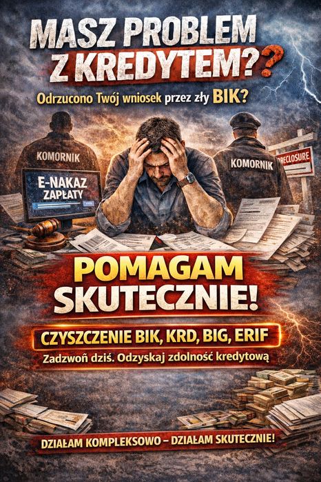 Czyszczenie BIK/KRD/BIG • Obniżenie rat • Komornik • Nakaz Zapłaty •