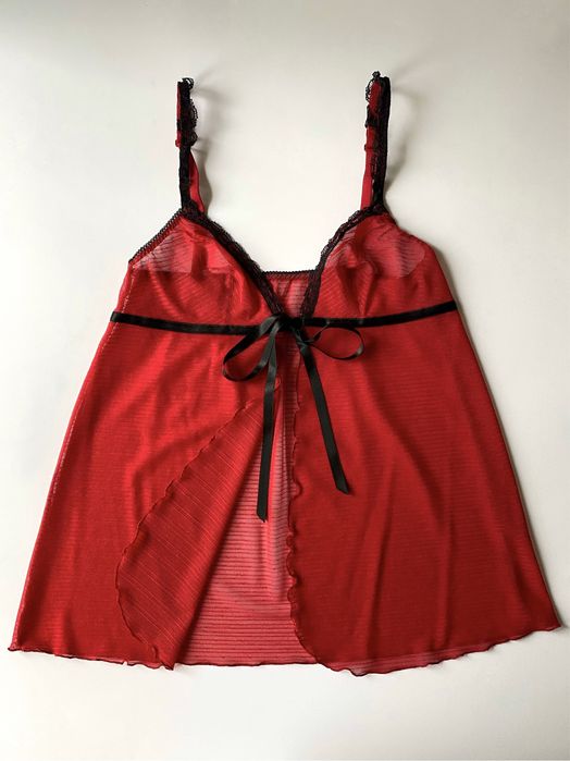 Czerwona koszulka nocna, prześwitująca piżamka, Intimissimi S/M