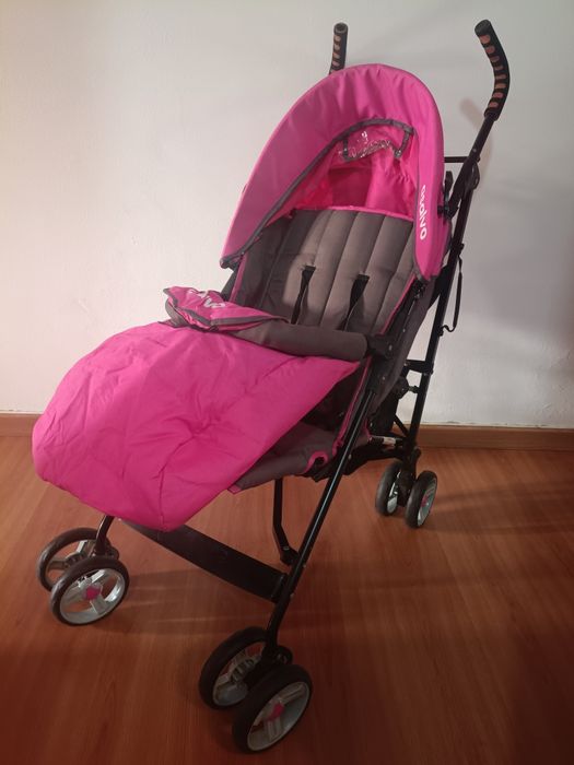 Carrinho de Passeio Asalvo (Guarda-chuva) + Cobre-pés | Rosa e Cinza