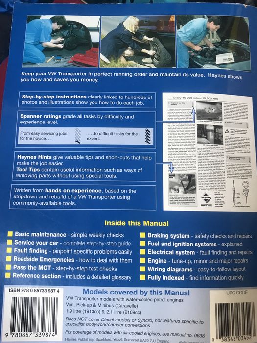 Vw t3 Livro Haynes - Reparação 1982 a 1990