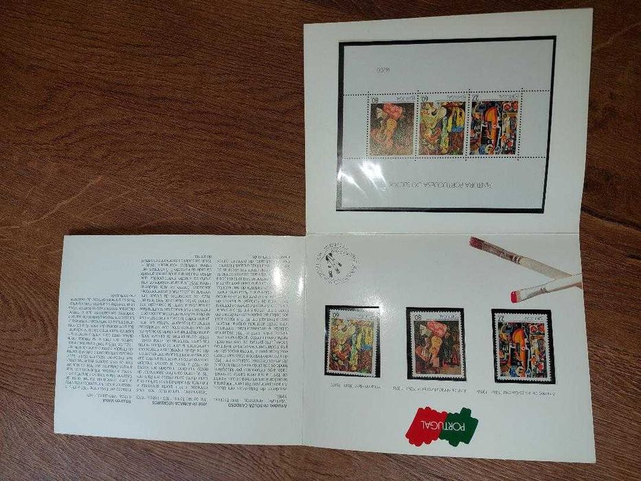 Pintura portuguesa SEC XX - 6 bl + 18 selos - em 6 Carteiras