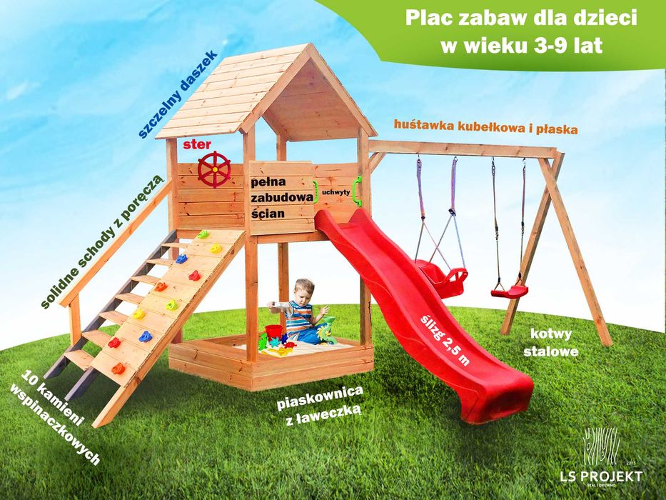 Plac zabaw domek dla dzieci huśtawki zjeżdżalnia wspinaczka‼️gwarancja