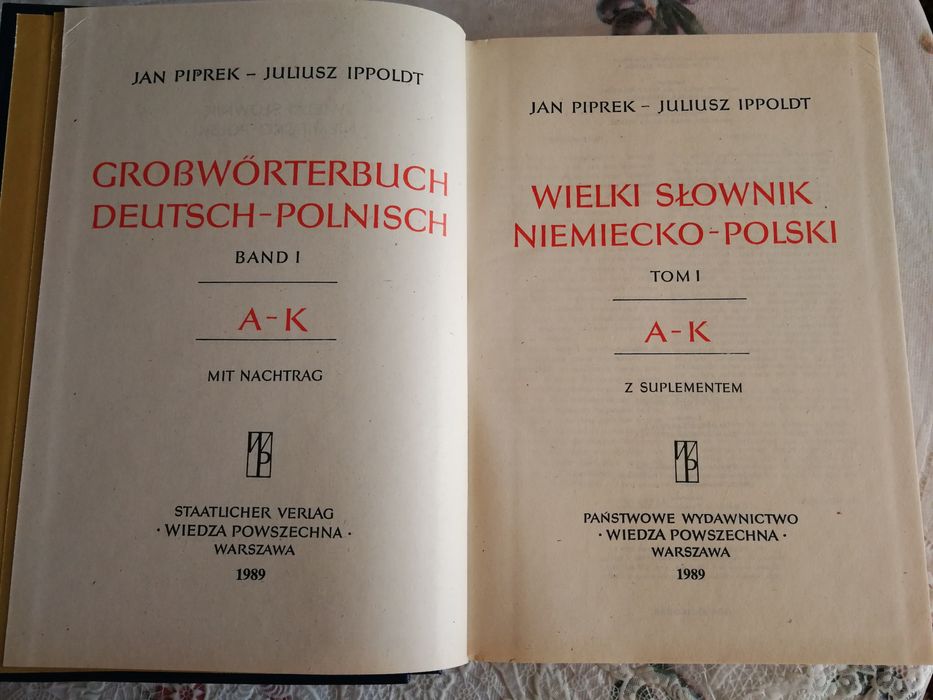 Wielki słownik niemiecko - polski, tom I i II, WP 1989
