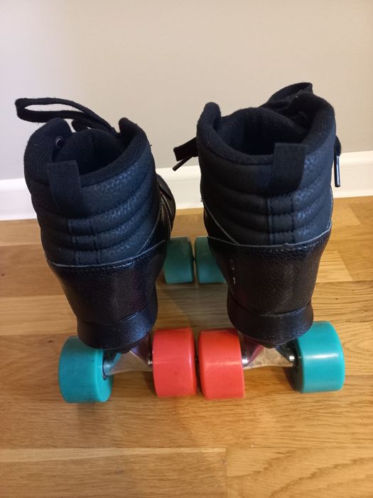 Wrotki dziecięce czarne, Oxelo rozmiar 36 RS QUAD 100 JR BLACK