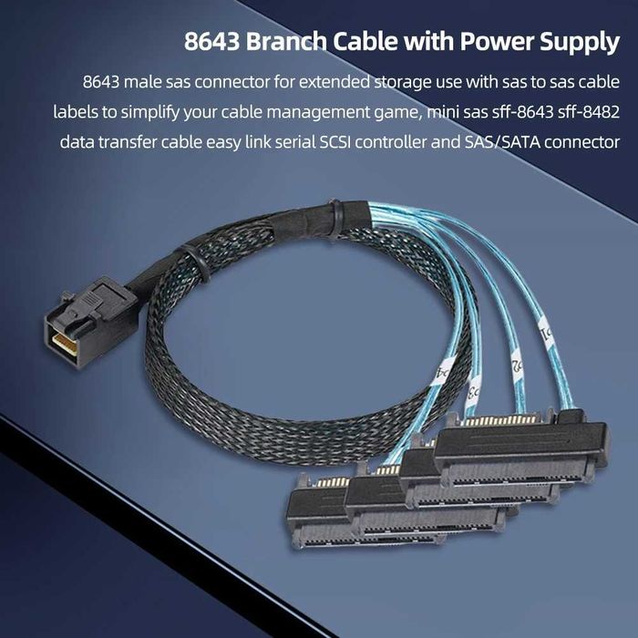 Кабель переходник miniSAS 36p SFF-8087 SFF-8643 на SATA SFF-8482 и M.2