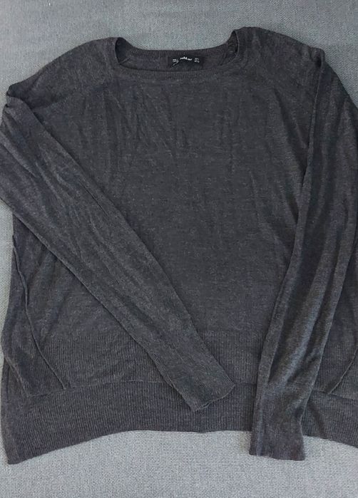 Wiskozowy cienki lekki sweterek Zara Knit grafitowy szary XS/S