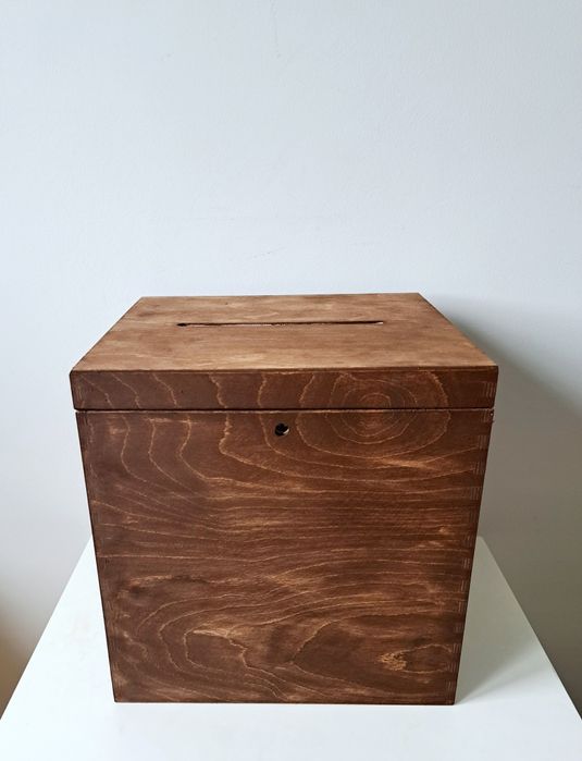 Duże pudełko na koperty skrzynka na koperty boho rustykalne dąb