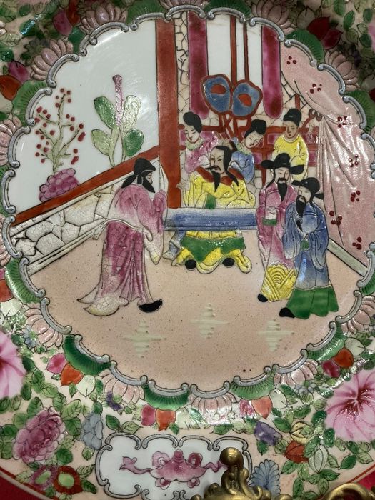 Grande prato oriental com 30 cm pintura manual. Anúncios abaixo