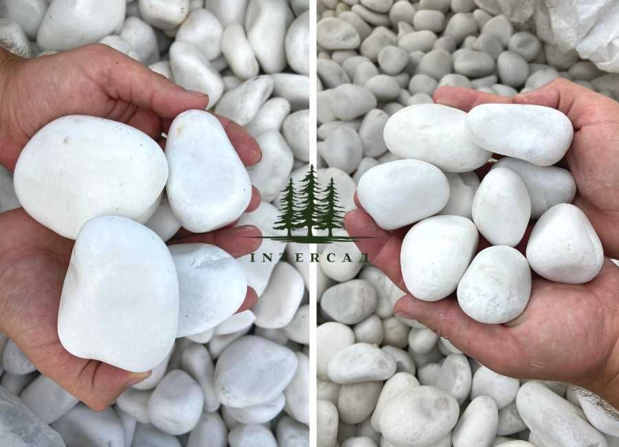 Галька мармурова біла ДОЛОМІТ 30/60мм, Камінь для ландшафту
