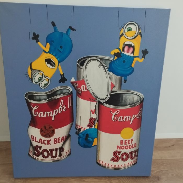 Quadro Pop Art "Minions & Campbell's" - Adquirido na P55.ART