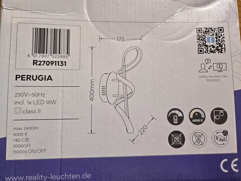 lampa ścienna kinkiet LED Perugia 18W