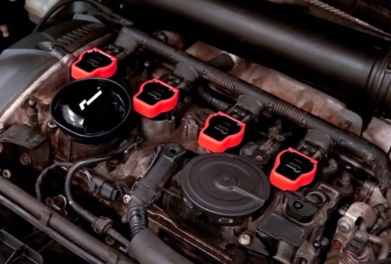 KIT DE 4 BOBINES DE IGNIÇÃO DE ALTA PERFORMANCE RACINGLINE 2.0 TFSI / 1.8T 20V - VERMELHO