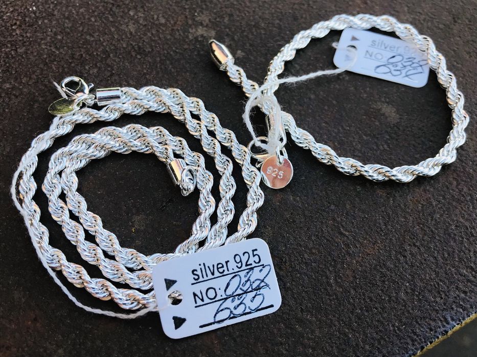 Срібний комплект 925 проба! ЛАНЦЮЖОК + БРАСЛЕТ! Знижка -70%