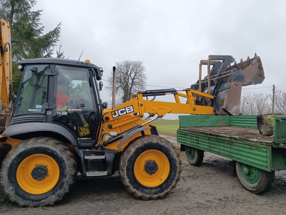 Usługi koparko-ładowarką JCB 4cx transport piasku, żwiru, kruszywa