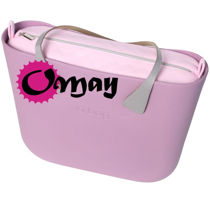 Szary organizer do OBAG MINI eko skóra pik Różowy 2 kieszenie OMAY