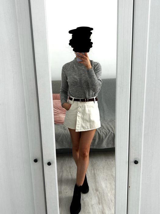 H&M szary ciepły sweter z bardzo dobrym składem, wełna moher