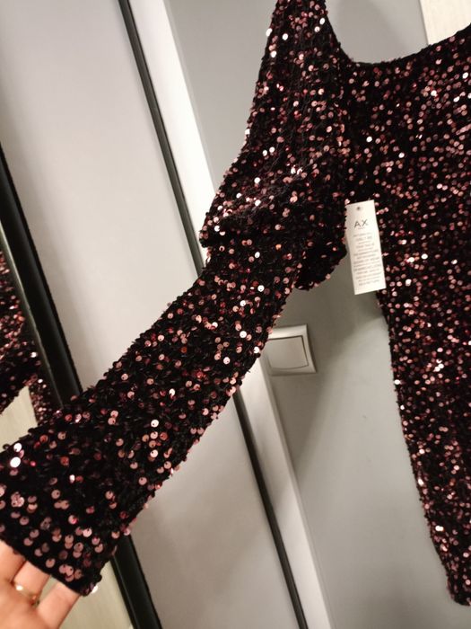 Cekinowa mini sukienka L