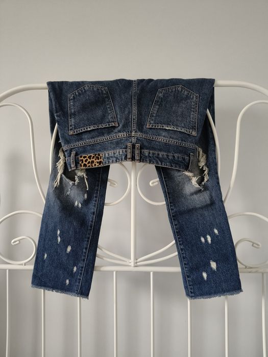 Zara dżinsy prosta nogawka dziury jeans straigh denim S