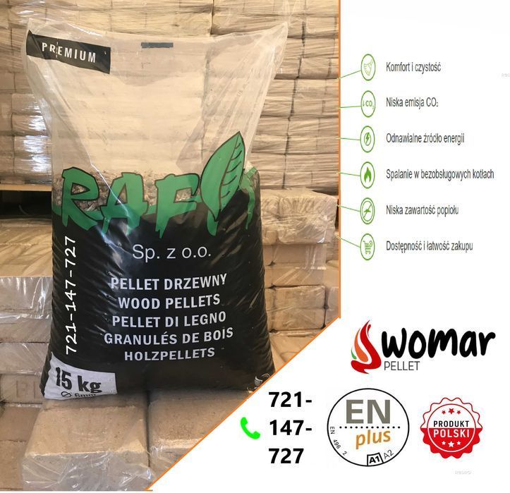 Pellet drzewny Rafit Olczyk Ikea EN+ A1 dowóz winda Womar Stale