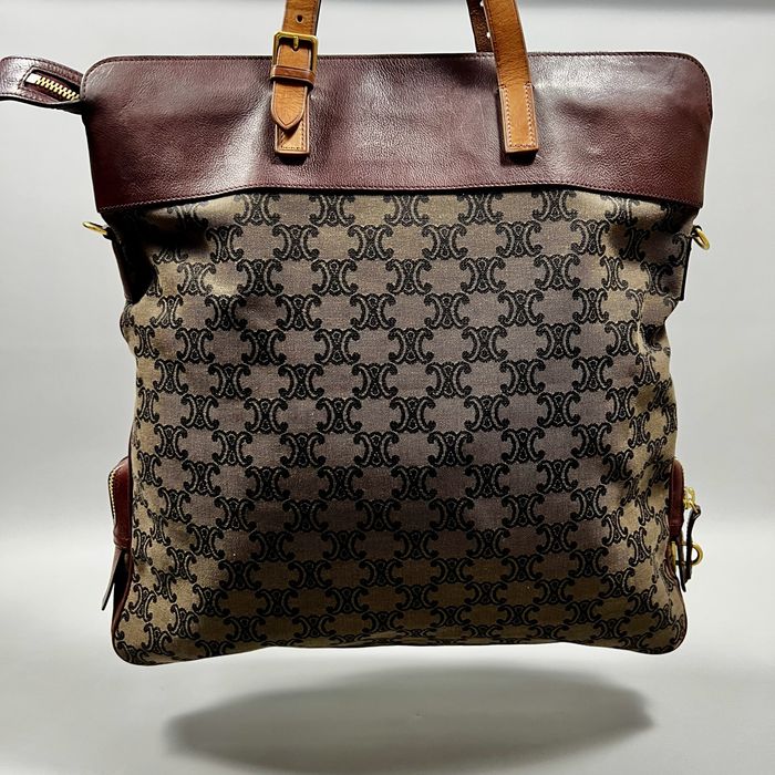 Жіноча сумка Celine Macadam Canvas and Leather Vertical Tote bag