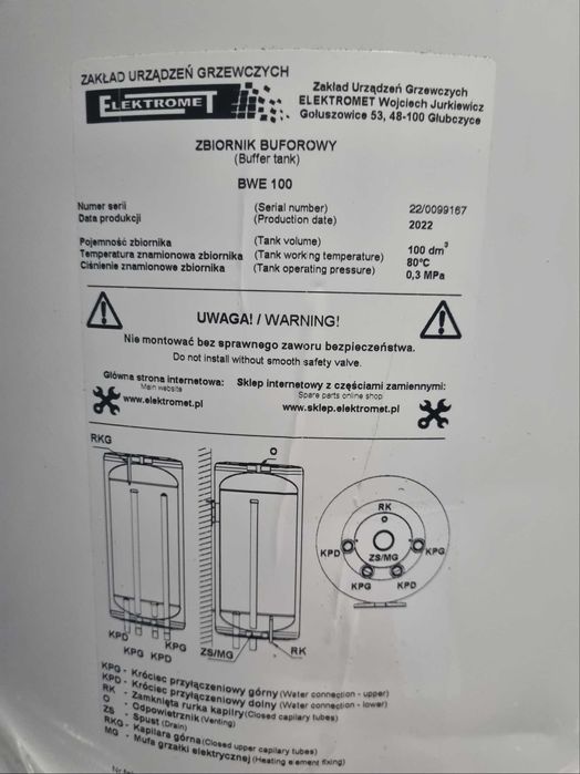Zbiornik buforowy 100l