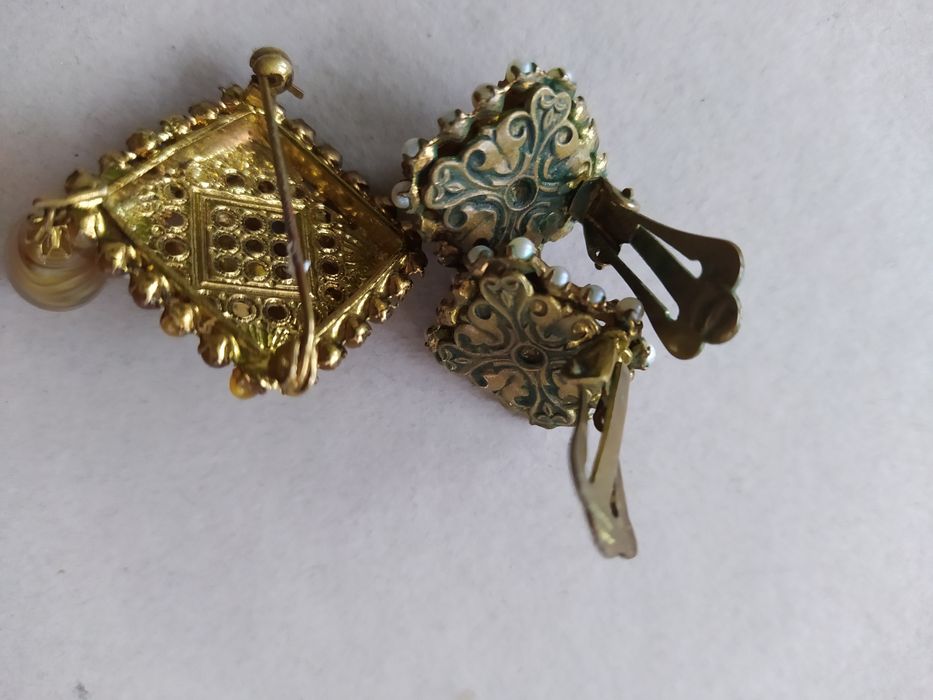 Komplet biżuterii klipsy broszka vintage