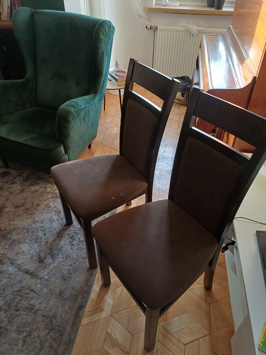 Stół rozkładany + krzesła  brąz duży  3m